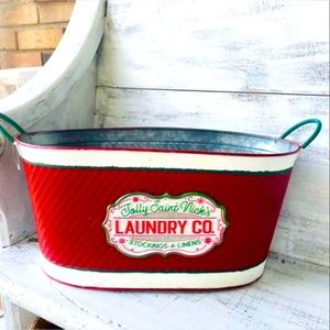 Jolly Saint Nick’s Laundry Co Oval Metal Bucket